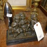 A bronze cast three young children on marble base