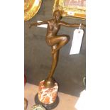 A bronze figure Art Deco style dancer on marble base