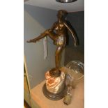 A bronze figure Art Deco style dancer on marble base