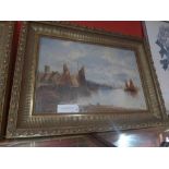 An oil on canvas French coastal scene with boats on the shore signed Cox bottom right in heavy