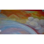 An unframed oil on canvas abstract painting