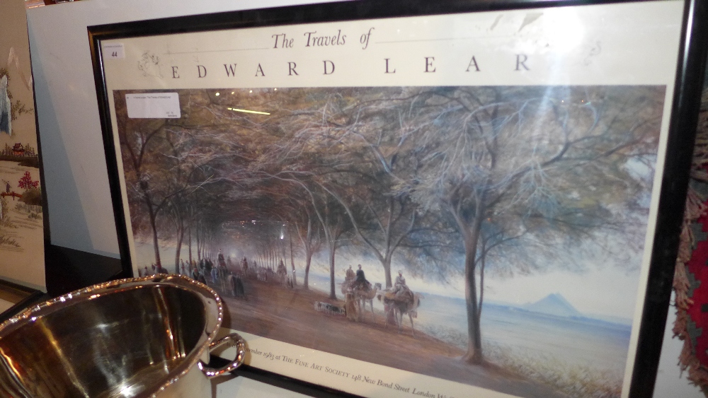 A framed poster 'The Travels of Edward Lear'