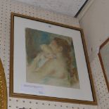 A C19th watercolour of a mother holding her child signed Louis Moreau in a gilt frame