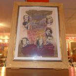 A James Hussey mixed media 'Legends 16' depicting Marylin Monroe, Humphrey Bogart and others