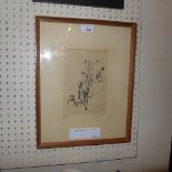 A 1950's  Israeli pen and ink figural study signed in Hebrew