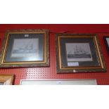 A pair of prints of clippers in gilt frames