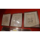 A set of three French C19th pencil drawings by Jules Marie Desandre glazed and framed