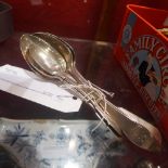 Two pairs of hallmarked silver spoons and one other (5)