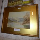 A 1900 watercolour landscape by G. H. Pettitt of Langdale Pikes and Elter Water in the Lake District