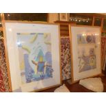 A pair of limited edition lithographs by Yvonne Cole Clowning Around 1/40 and Topsy Turvy 18/40 both