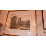 A large print of Westminister Abbey after an etching and aquatint in a gilt frame