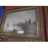 An oil on canvas French coastal scene with boats on the shore signed Cox bottom left in heavy curved
