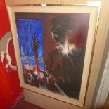 A large oil on canvas surrealist portrait of a man signed Carnibuci and dated '81