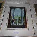 A limited edition lithograph by Graham Bannister of a view through a window 140/200 signed and dated