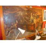 A large oil on board interior tavern scene signed D. Harvey 1968 and in light oak frame (From the