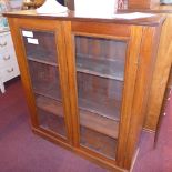 A C19th mahogany bookcase fitted pair of glazed panel doors enclosing shelves on plinth base