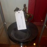 A circular slate marble ashtray with bronze figure of Napoleon