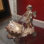 A silver plated salt in the form of a cherub and shell