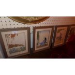 A set of four Ettore Tito prints circa 1927 glazed and in oak frames