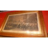 A C19th engraving 'The Waterloo Banquet at Ashley House' seating plan glazed and in good maple frame