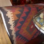 A Persian hand knotted Kilim runner with repeating geometric decoration