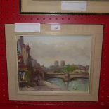 An oil on canvas Bord du Seine by Harry Koolen