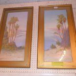 A pair of early C20th Gouache Egyptian scenes 'On the Nile' signed H.A.Linton (LWS) in gilt frames