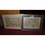 A pair of pictures by Gail Pitt 'People in Bayswate'r and 'Burlington House Picadilly'
