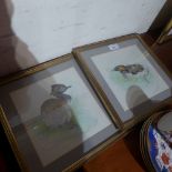 A pair of pencil studies of ducks by Patricia Street signed