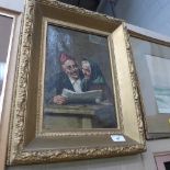 An oil on canvas C19th continental school portrait elderly couple