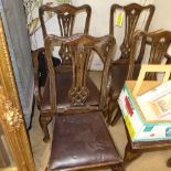 A set of four stained  beech dining chairs including two carvers