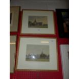 Two watercolour by David Addey view of Cathedral Kirkwall Orkney with accompanying book