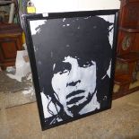 An oil on canvas of ''Keith Richards'' in ebonised frame