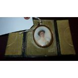 A miniature of a lady on ivory oval in c