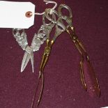 A pair of German silver grape scissors a