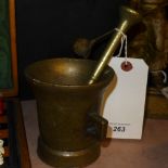 An C18th bronze pestle and mortar