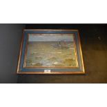 An oil on canvas Russian school steam boat at sea signed verso Ivan K.S dated 1954