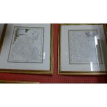 A pair of colour engraved maps of Portugal and France framed and glazed