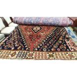 An extremely fine South West Persian Qashgai carpet, 270cm x 170cm, triple pole medallion on a