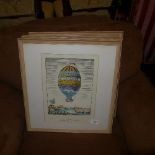 A set of four French balloon prints fram