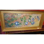 A framed oil on canvas of a still life flower study, indistinctly signed