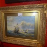 A C20th oil on board seascape signed F Alandle in an ornate gilt frame