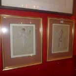Two pairs of W Clarkson hand painted costume studies glazed and framed (4)