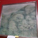 A large oil on canvas by G Lamb landscape study of rolling hills