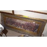 A gilt framed rectangular plaque of the Battle of Trafalgar and the death of  Nelson