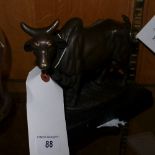 A bronze cast of Bramah bull on marble base