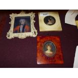 A set of three profile framed miniatures