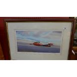 A framed and glazed original watercolour of a Jet Provost. Mk 34 trainer aircraft entitled ''Staying