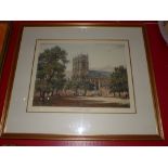 A large print of Westminister Abbey after an etching and aquatint in a gilt frame