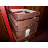 A painted pine twin handled storage crate with slatted sides